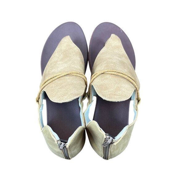 Womens Brown Zipper Back With Toe Loop & Rope Detail Ankle Sandals Size 42 - Picture 6 of 7